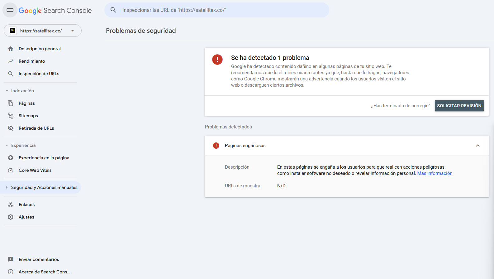 Acciones manuales y seguridad en Google Search Console